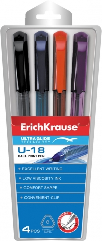 Ручка шар  4шт Ultra Glide Technology U-18  (32539)