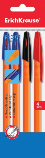 Ручка шар  4шт R-301 orange  (26753)