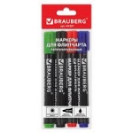 Маркеры 4цв для флипчарта 2,5мм BRAUBERG