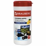 Салфетки чистящие д/мониторов 100шт лимон BRAUBERG